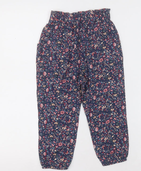 NEXT Girls Blue Floral Viscose Capri Trousers Size 2-3 Years Regular