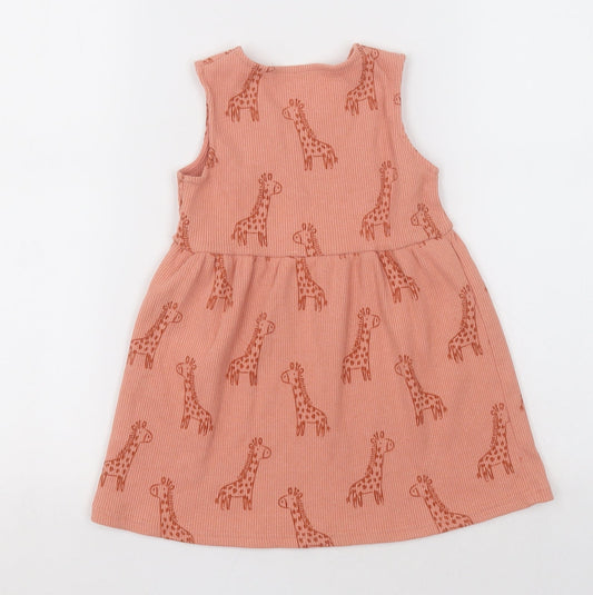 georfe Girls Orange Geometric Polyester A-Line Size 2-3 Years V-Neck Pullover - giraffe