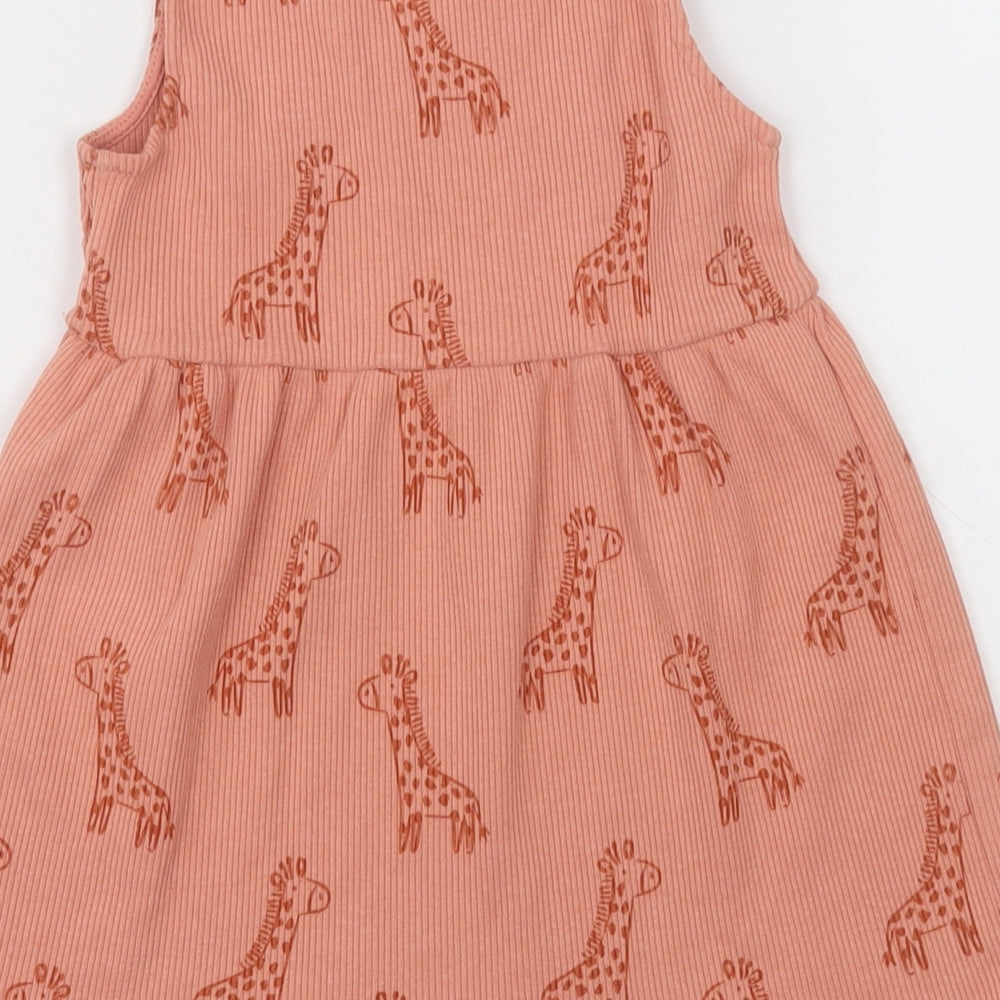 Brand and care label for georfe girls’ orange geometric polyester a-line, size 2-3, years v-neck pullover - giraffe