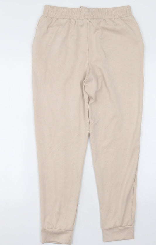 F&F Womens Beige Nylon Jogger Trousers Size 10 L30 in Regular Tie