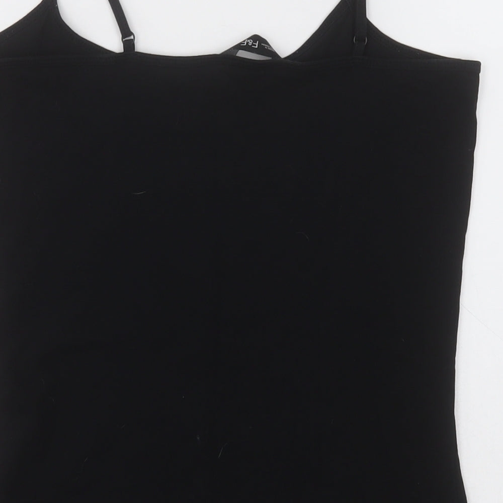F&F Womens Black Cotton Basic Tank Size 14 Scoop Neck