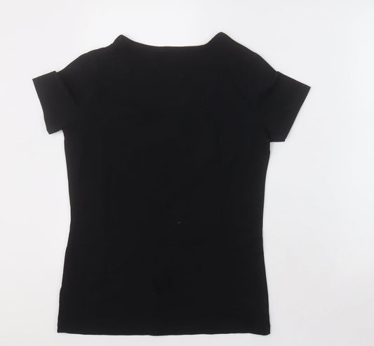 F&F Womens Black Cotton Basic T-Shirt Size 10 Crew Neck