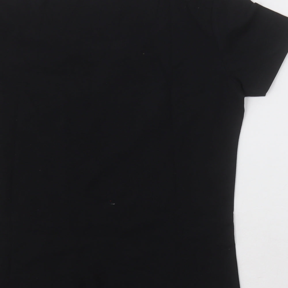 F&F Womens Black Cotton Basic T-Shirt Size 10 Crew Neck