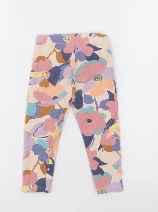 NEXT Girls Multicoloured Floral Cotton Capri Trousers Size 2 Years Regular