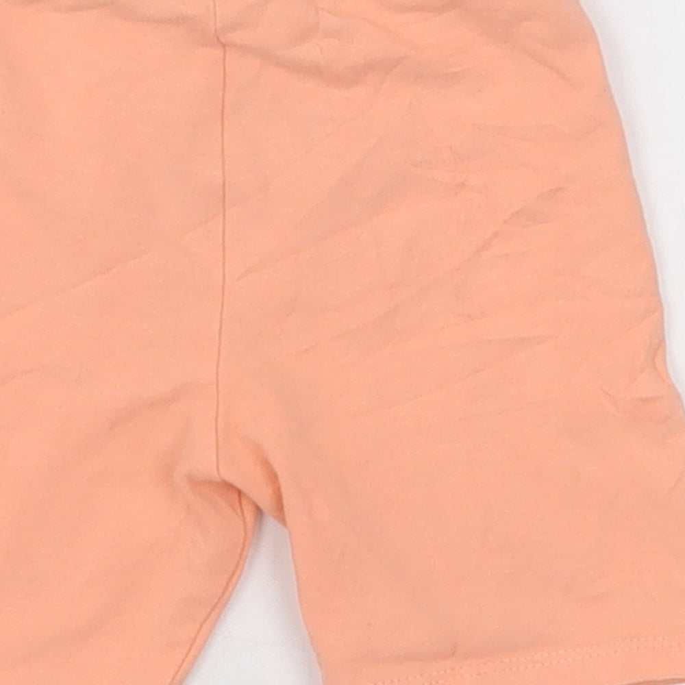 Brand and care label for Matalan girls’ pink cotton shorts outfit/set, size 12-18, months
