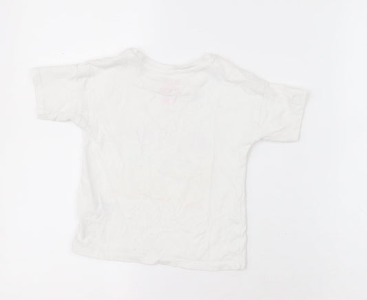 Matalan Girls White Cotton Basic T-Shirt Size 2-3 Years Crew Neck Pullover - mummys little sunshine