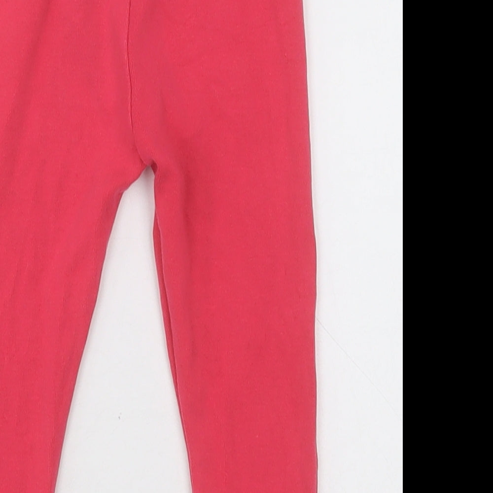 Brand and care label for Next girls’ pink cotton capri trousers, size 2, years regular