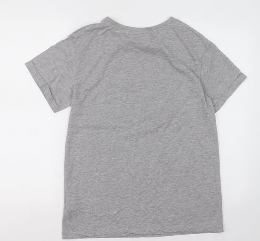 Primark Womens Grey Polyester Basic T-Shirt Size 8 Crew Neck - Ariana Grande