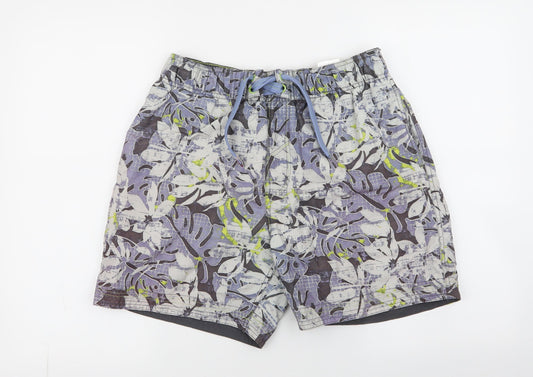 Defecto Surf Mens Blue Floral 100% Polyester Athletic Shorts Size M Athletic Drawstring - board shorts