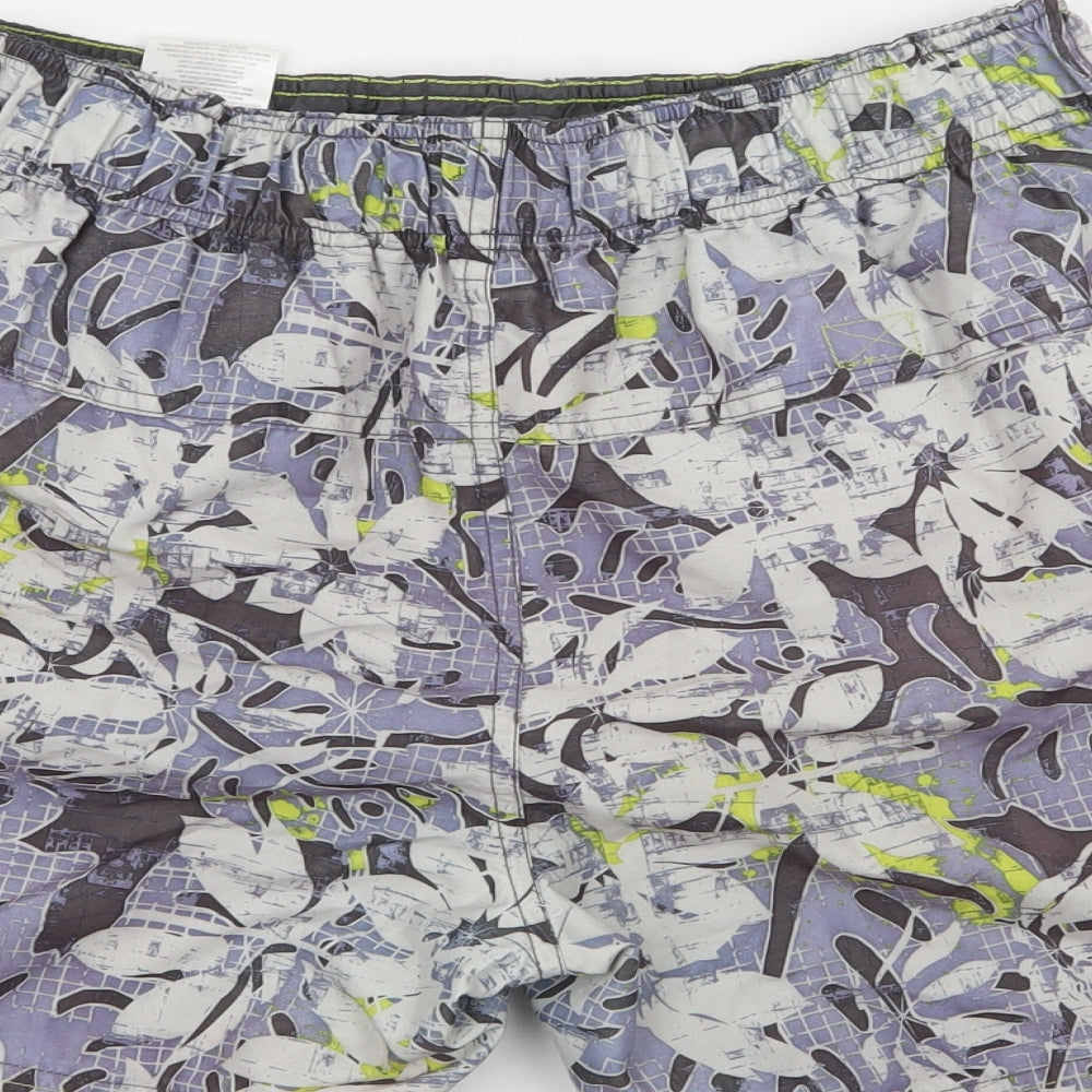 Defecto Surf Mens Blue Floral 100% Polyester Athletic Shorts Size M Athletic Drawstring - board shorts