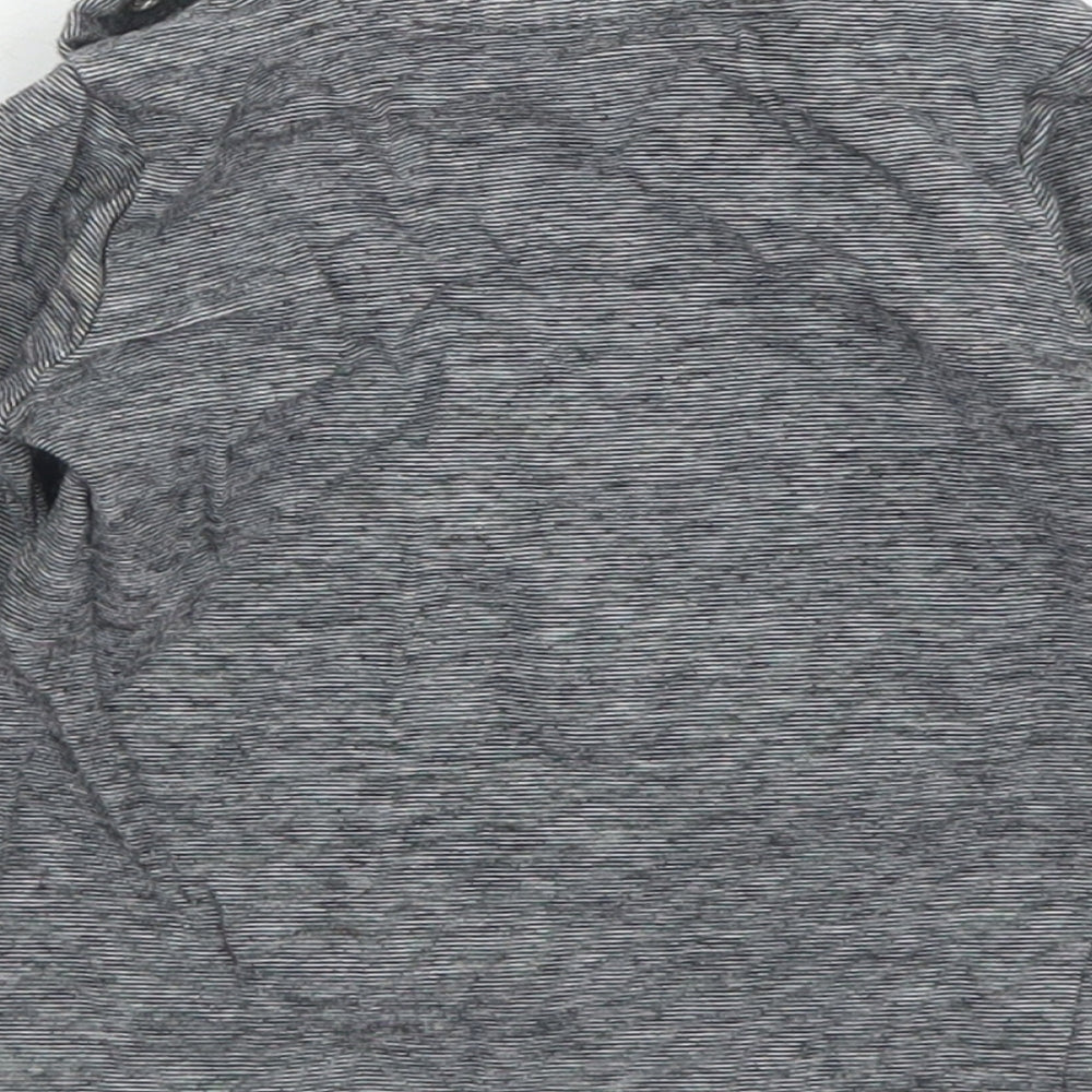 George Boys Black Striped Cotton Basic T-Shirt Size 6-9 Months Crew Neck Snap