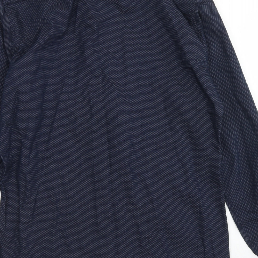 Mens UK Size S H&M Blue Button-Up Long Sleeve Casual Shirt