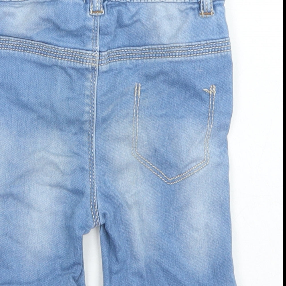 Nutmeg Girls Blue Cotton Cropped Jeans Size 12-18 Months Snap