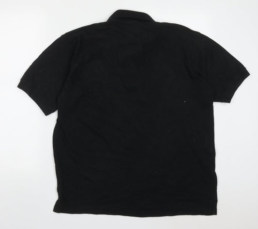 Man Essentials Mens Black Cotton Polo Size L V-Neck Pullover