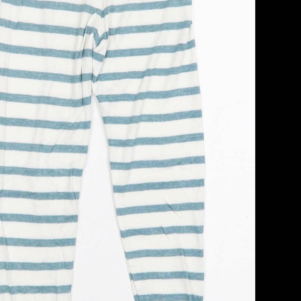 M&S Girls Multicoloured Striped Viscose Sweatpants Trousers Size 8-9 Years Regular