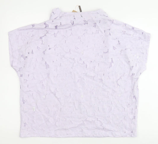 Womens UK Size M Gallery Purple Basic Blouse