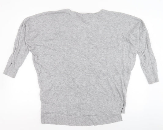 Primark Womens Grey V-Neck Viscose Pullover Jumper Size M