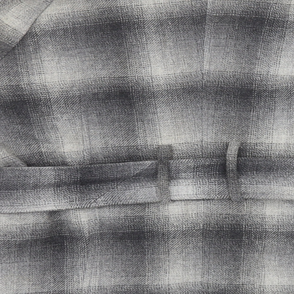 Brand and care label for Et vous women’s grey check overcoat coat, size UK 12, - belted