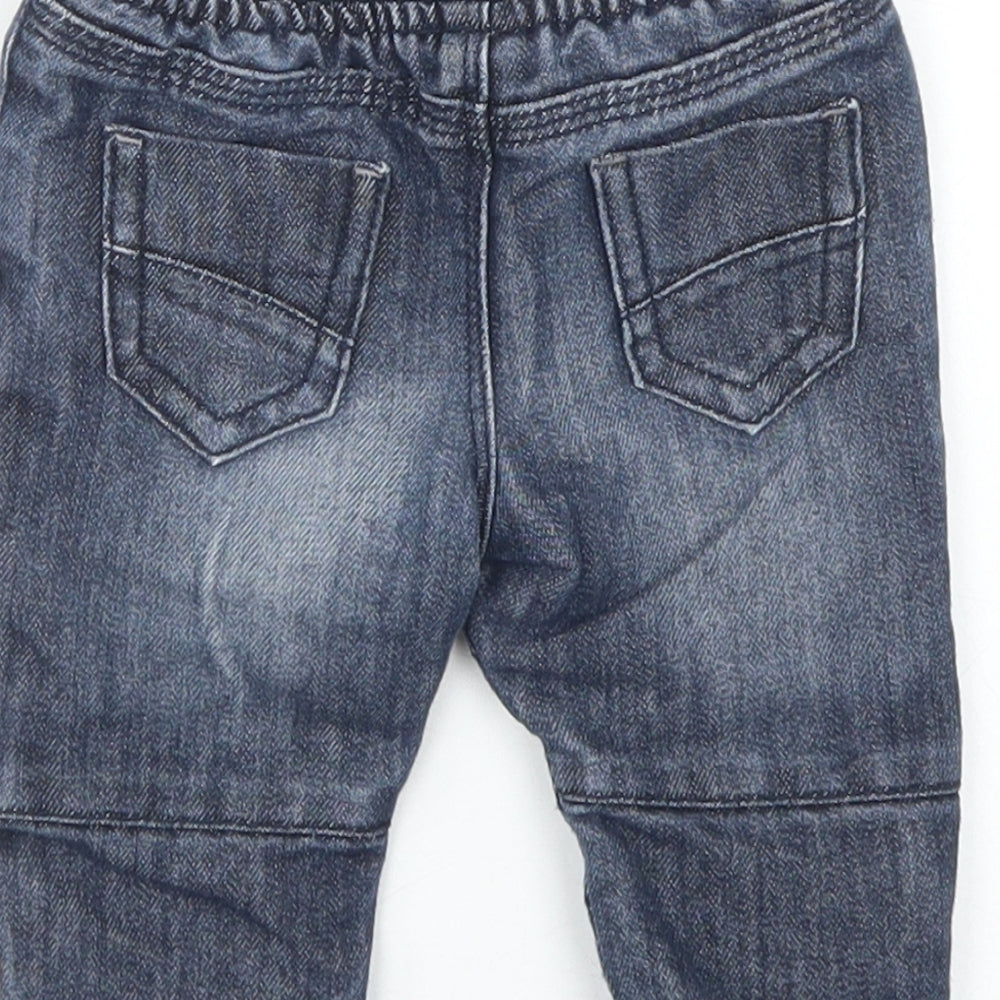 Denim Co Boys Blue Cotton Cargo Jeans Size 3-6 Months Drawstring