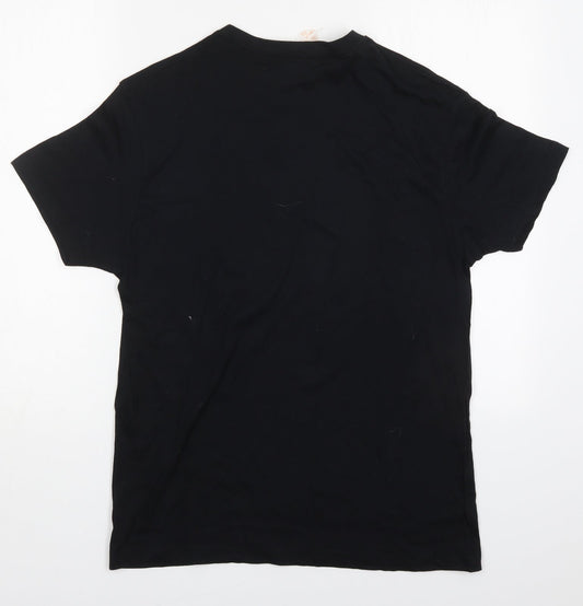 JHK Mens Black Cotton T-Shirt Size M Crew Neck - Barcelona