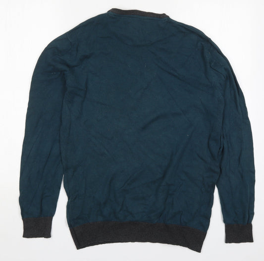 Twisted Soul Mens Blue Round Neck Cotton Pullover Jumper Size M