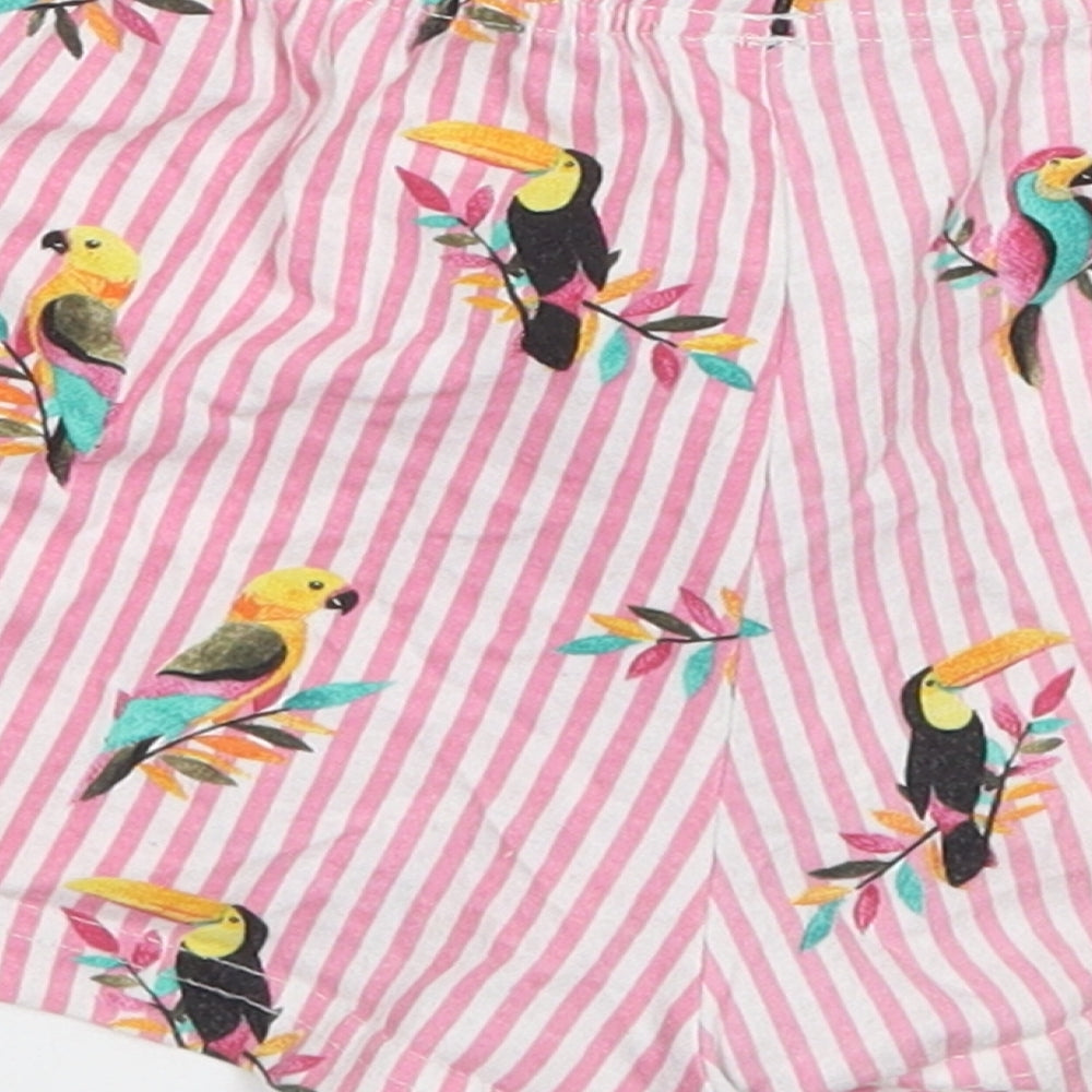 Primark Womens Pink Striped Polyester Sweat Shorts Size 6 Regular Drawstring - Parrot Print Pyjama Shorts