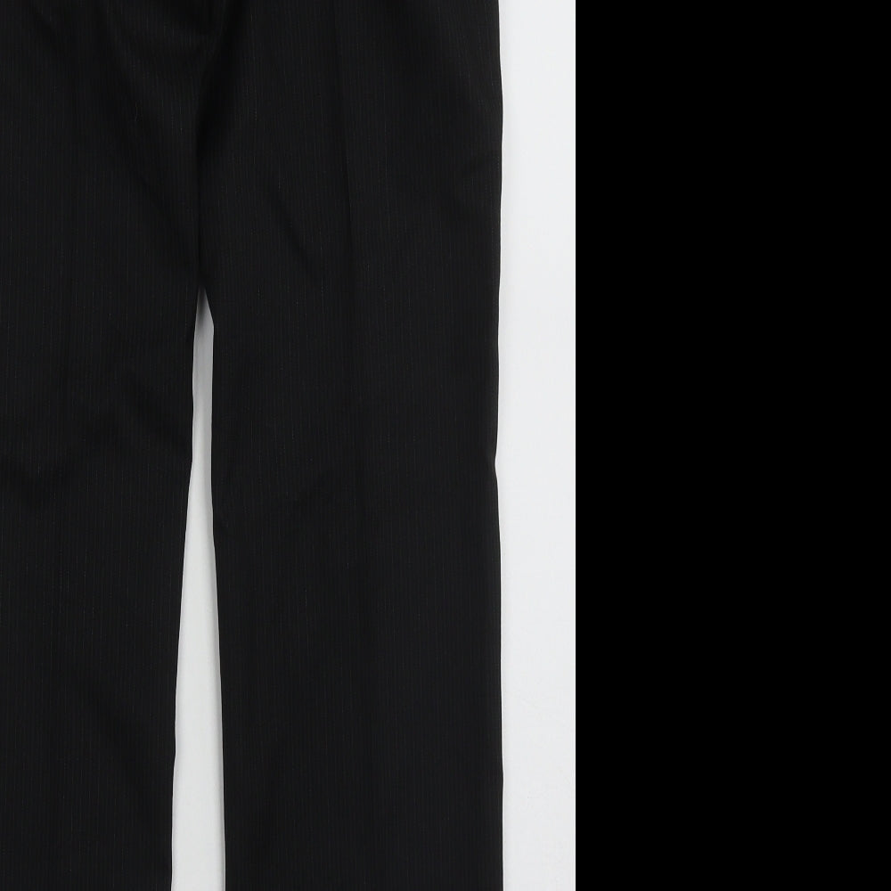 nesxt Mens Black Striped Polyester Trousers Size 30 L30 in Regular Button