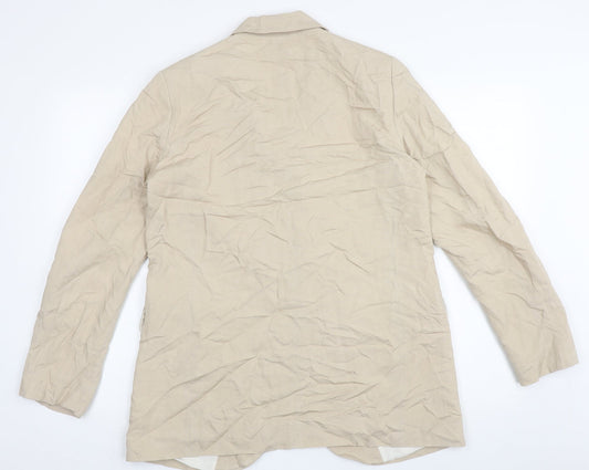 Back view of H&M women’s beige jacket blazer, size UK 12, button