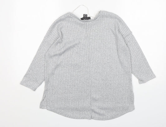 Primark Womens Grey Round Neck Polyester Pullover Jumper Size XS