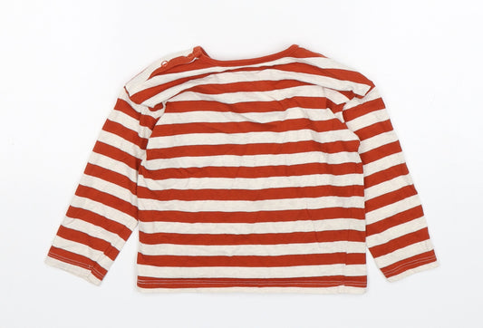 F&F Boys Multicoloured Striped Cotton Basic T-Shirt Size 18-24 Months Round Neck