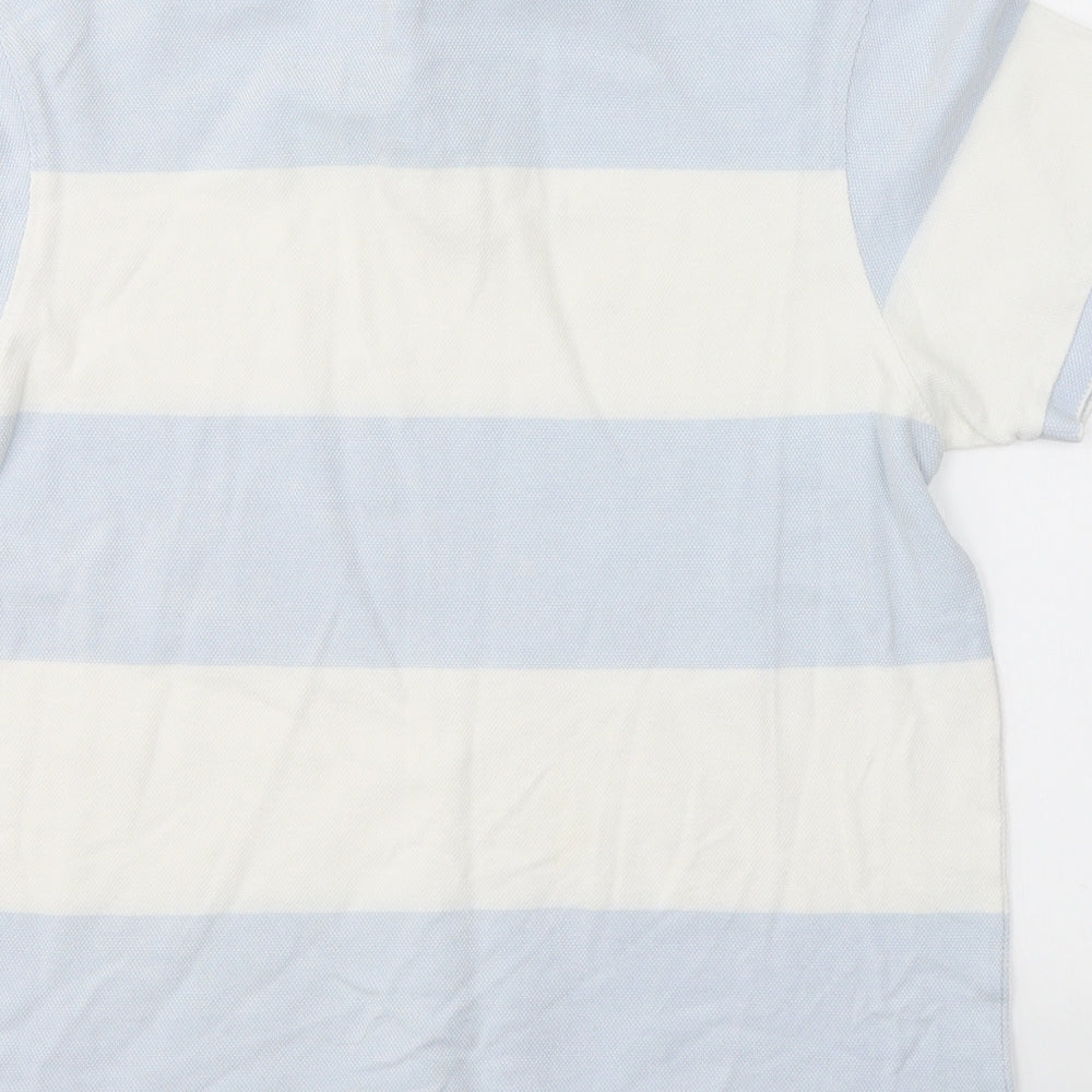 Primark Mens White Striped Cotton Polo Size L Collared