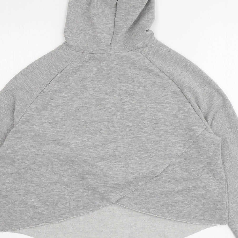 Just Cool Womens Grey Polyester Pullover Hoodie Size S - Cropped