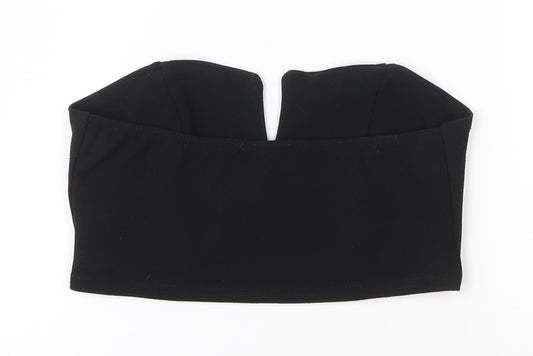 Boohoo Womens Black Polyester Cropped Blouse Size 6 V-Neck