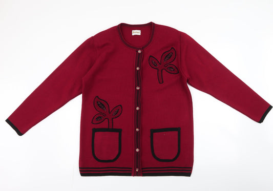 Womens UK Size S Roman Originals Red Cardigan Jumper