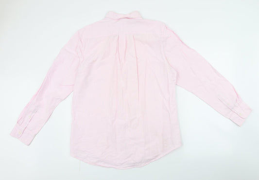 Mens UK Size L John Lewis Pink Button-Up Long Sleeve Casual Shirt