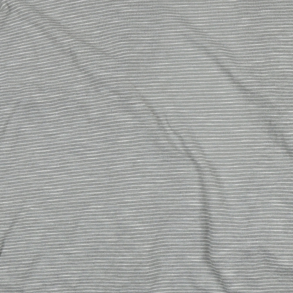 Gap Womens Grey V-Neck Striped Cotton Cardigan Jumper Size L