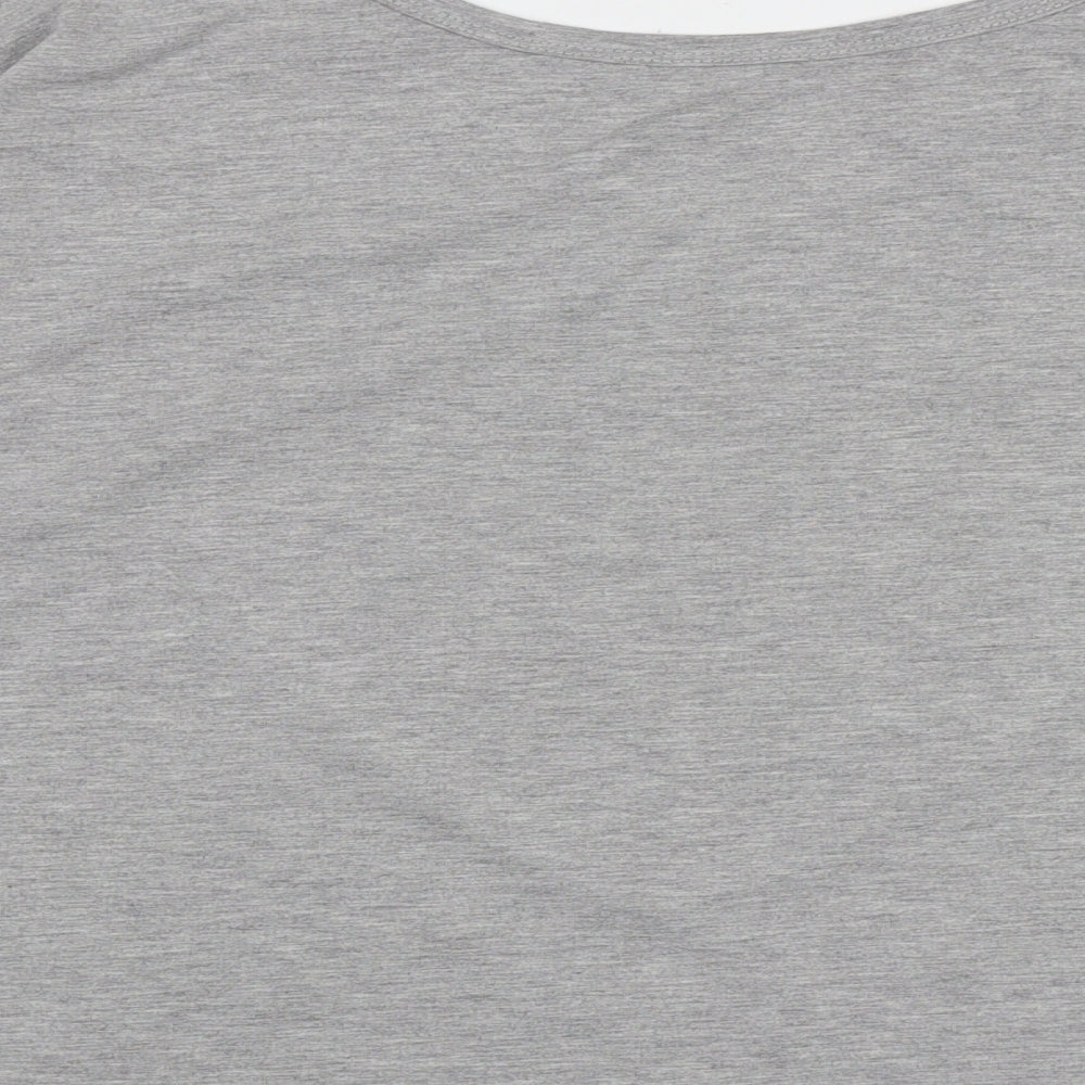 SheIn Womens Grey Animal Print Polyester Jersey T-Shirt Size XL V-Neck - Cold Shoulder