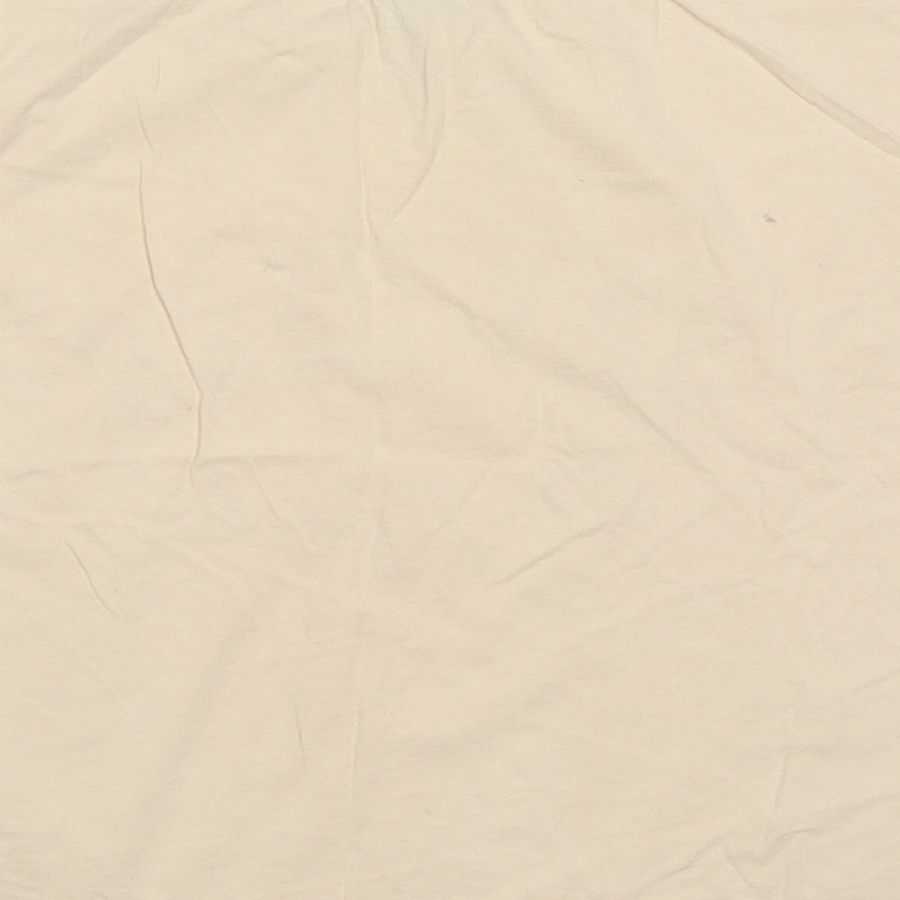 Primark Womens Beige Cotton Cropped T-Shirt Size M Crew Neck - Say less do more