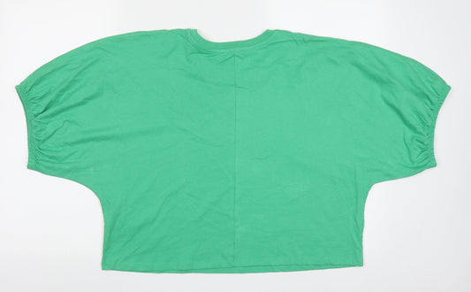 Womens UK Size S Zara Green Cropped T-Shirt