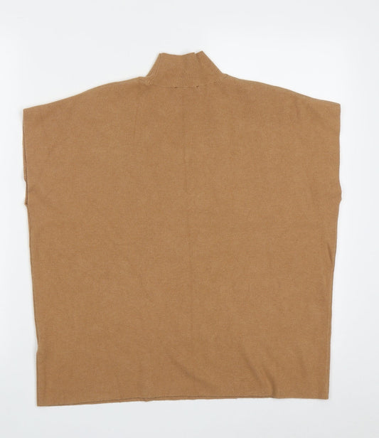 F&F Womens Brown High Neck Polyester Pullover Jumper Size XS