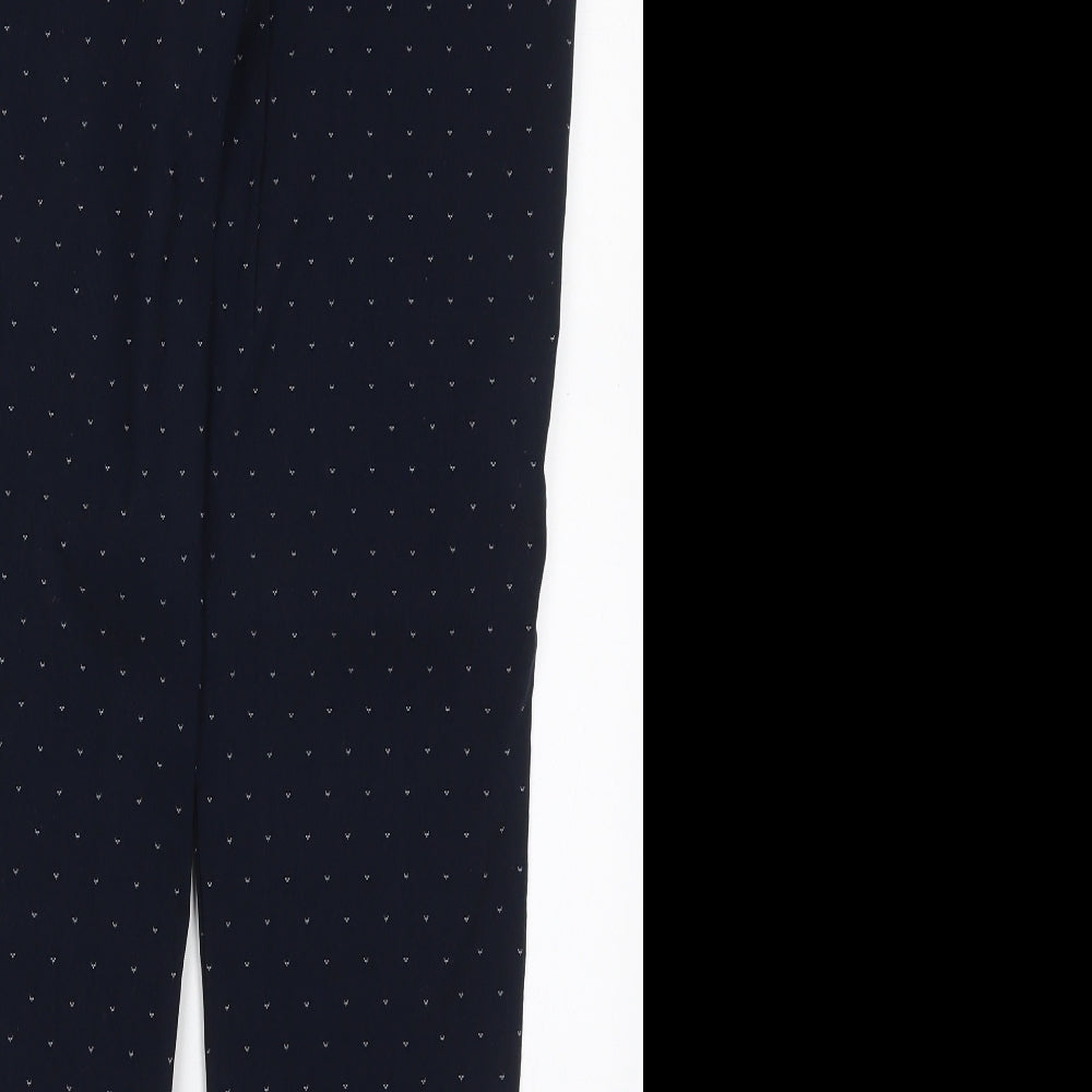 Monsoon Womens Blue Geometric Viscose Trousers Size 12 L27 in Regular Hook & Eye