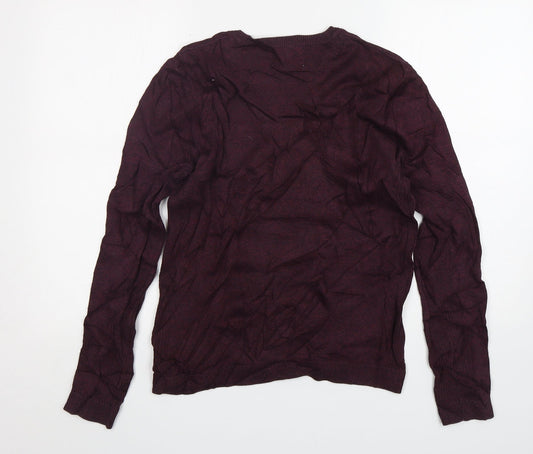 Topman Mens Purple Round Neck Cotton Pullover Jumper Size S