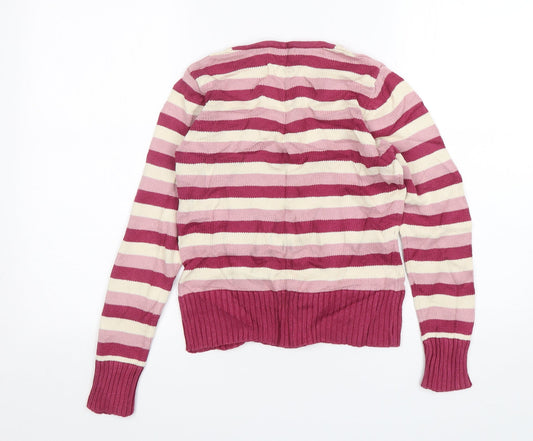 Cherokee Womens Multicoloured V-Neck Striped Cotton Pullover Jumper Size 10