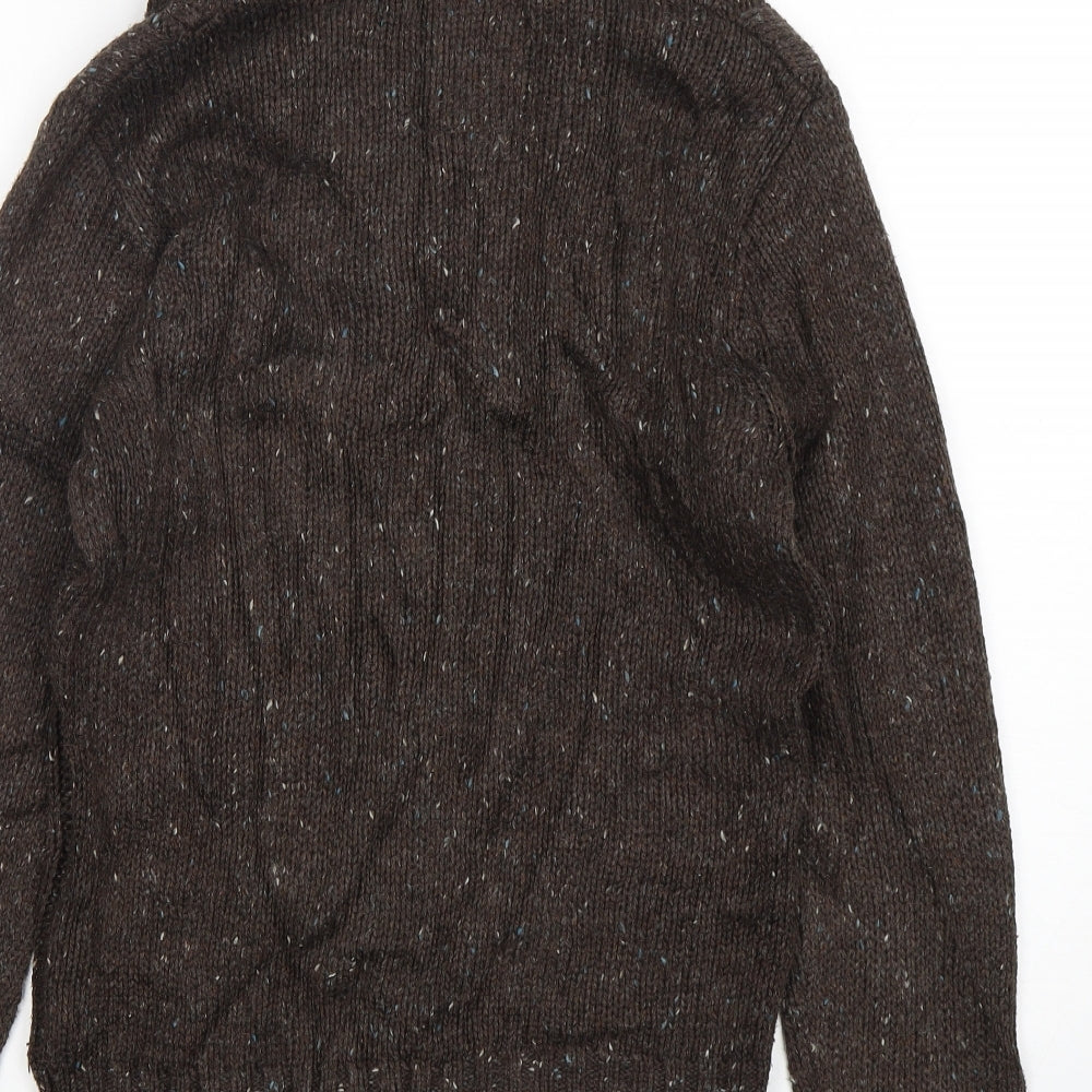 M&S Mens Brown V-Neck Acrylic Pullover Jumper Size S