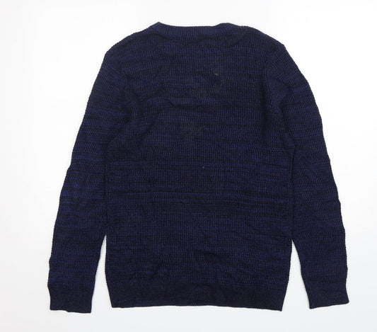 H&M Mens Blue Round Neck Acrylic Pullover Jumper Size S