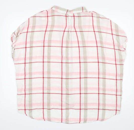 Primark Womens Ivory Check Viscose Basic Button-Up Size 14 Collared