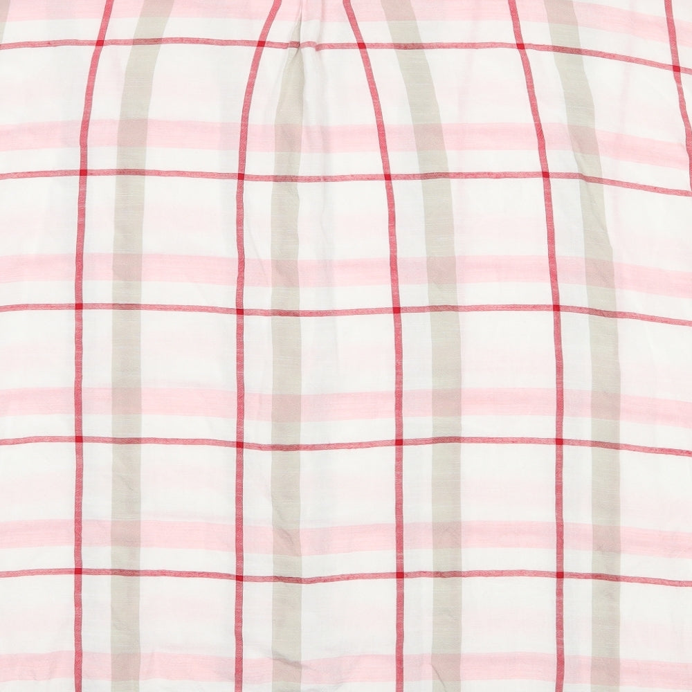 Primark Womens Ivory Check Viscose Basic Button-Up Size 14 Collared