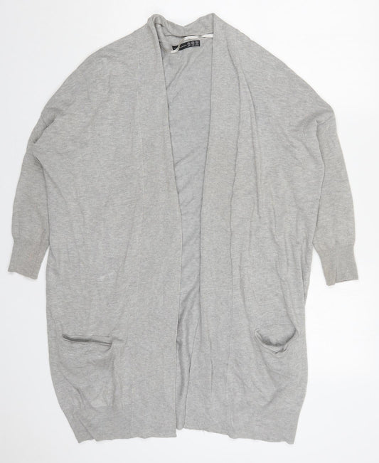 Additional front view of Atmosphere women’s grey v-neck viscose cardigan jumper, size UK 10