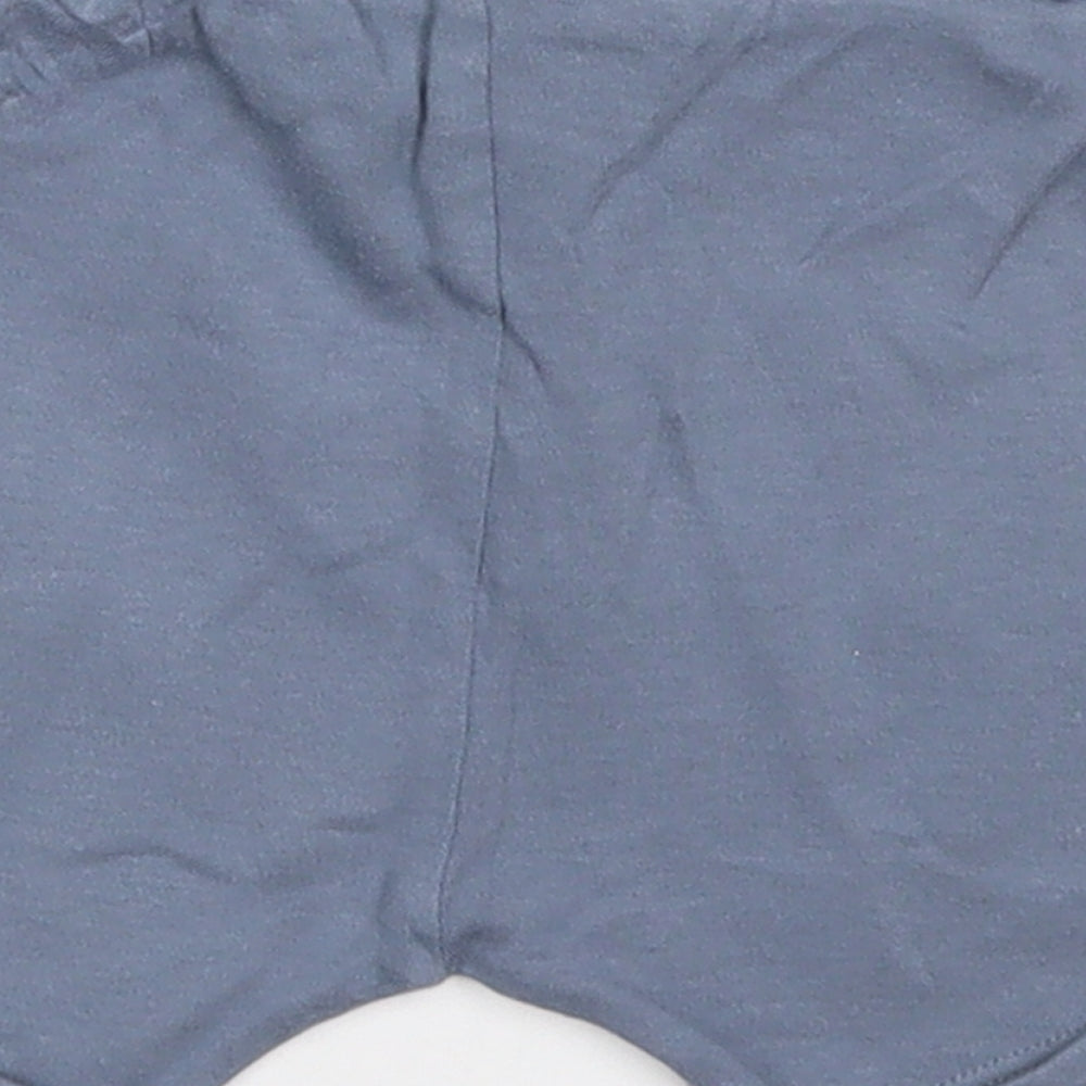 George Boys Blue Cotton Cropped Trousers Size 6-9 Months Drawstring - Sweat Shorts