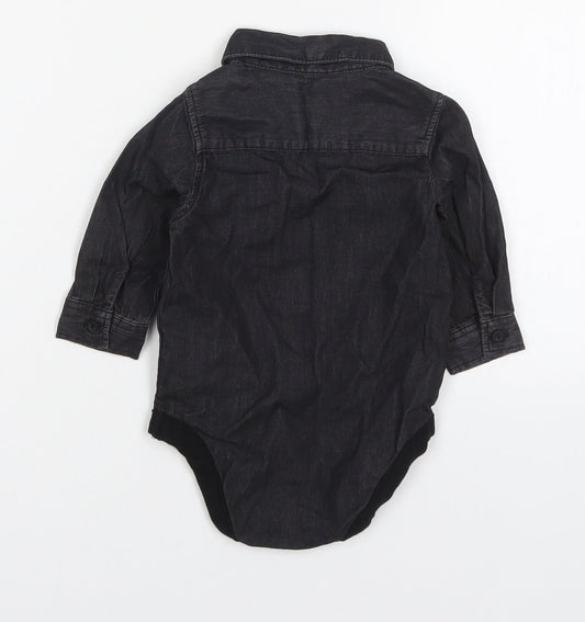 Primark Boys Black Cotton Babygrow One-Piece Size 3-6 Months Button